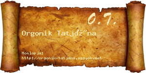 Orgonik Tatjána névjegykártya